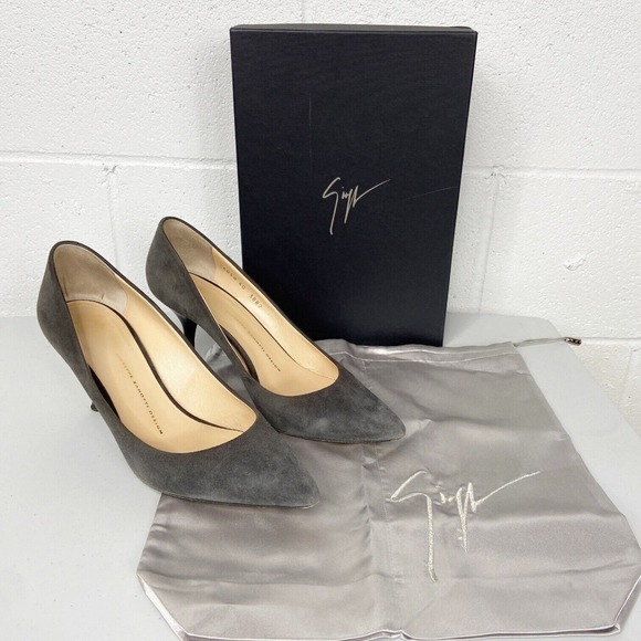 Giuseppe Zanotti High Heel Pump Gray Suede Pointed Toe Womens 40 IT / 10 US - Picture 10 of 14